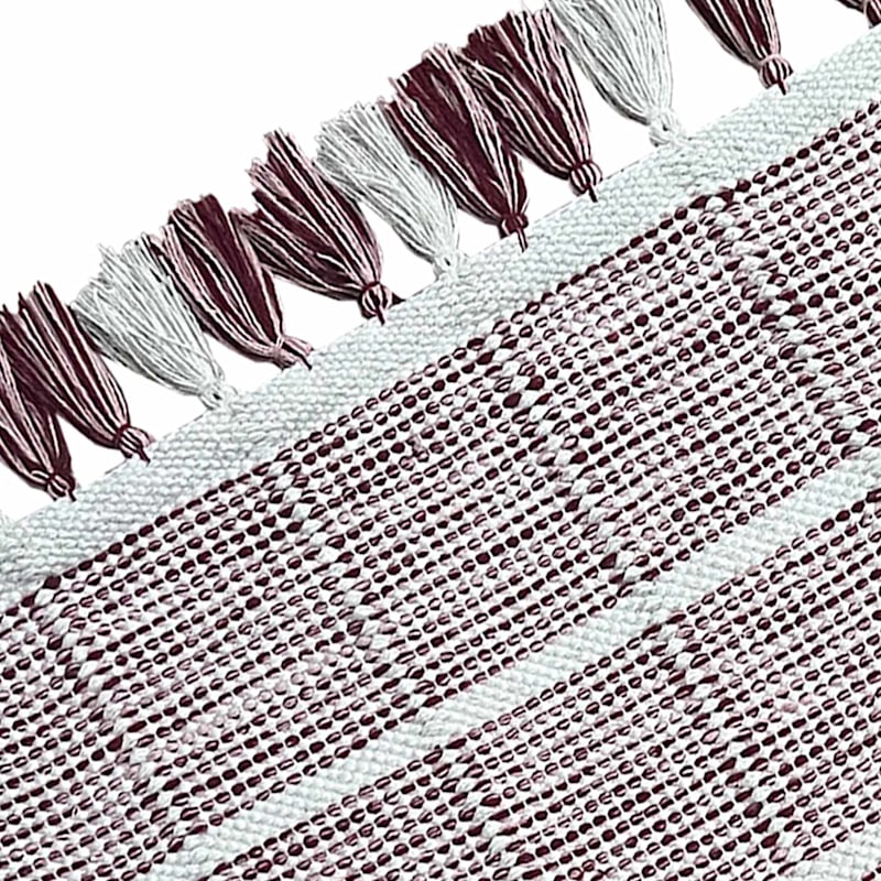 Red Woven Block Accent Rug with Tassels, 2x3