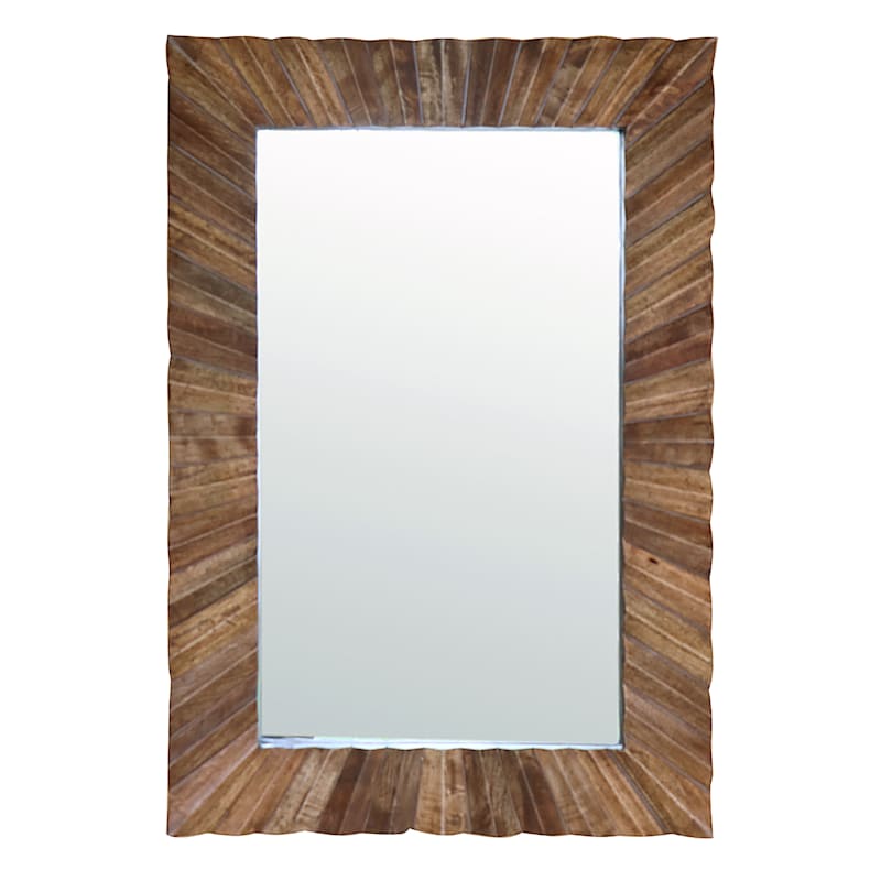 Mango Wood Carved Rectangle Wall Mirror 24x36