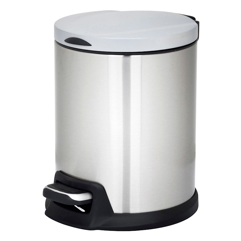 Round White Stainless Steel Pedal Trash Can, 5l
