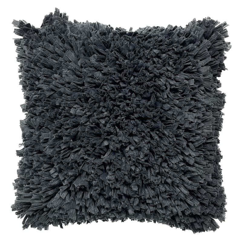 Black cheap shag pillow