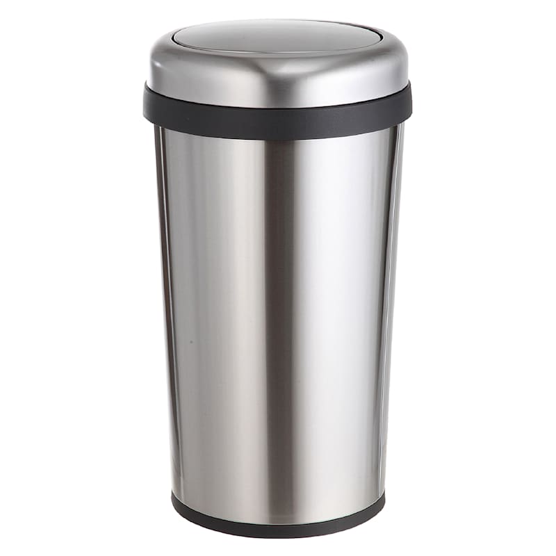 Round Stainless Steel Swing-Top Trash Can, 45l