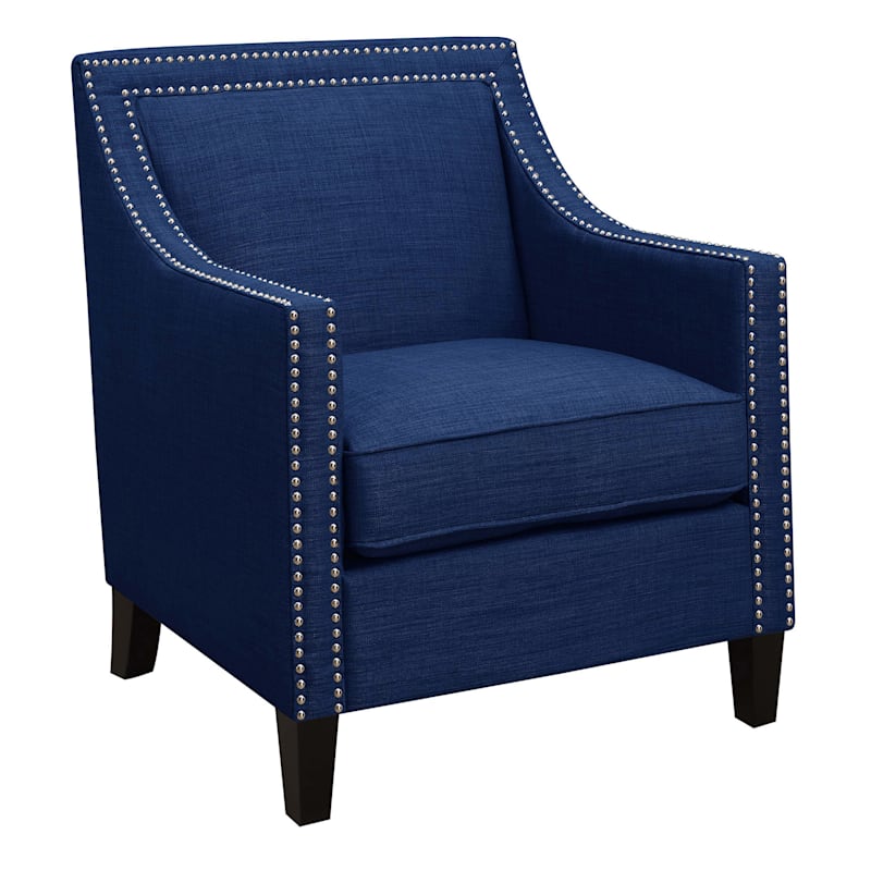 Blue accent chair clearance with nailhead trim