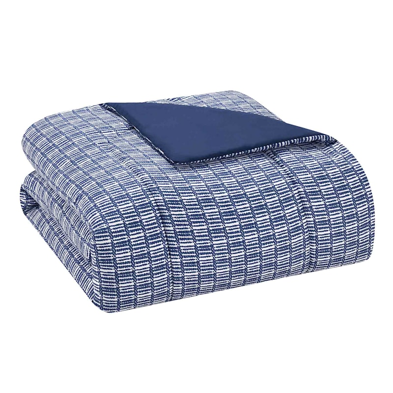 8-Piece Casey Navy Essential Comforter Set, Queen
