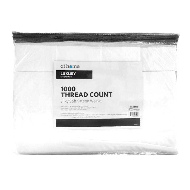 6-Piece White 1000 Thread Count Cotton Blend Sheet Set, King