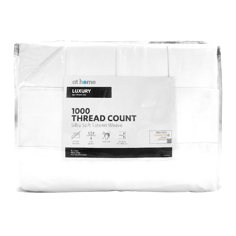 6Piece White 1000 Thread Count Cotton Blend Sheet Set, King
