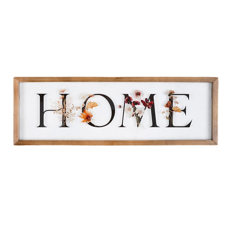 Honeybloom Glass Framed Home Wall Sign, 24x8