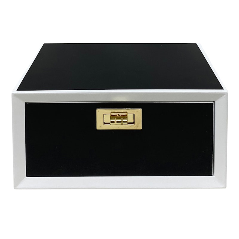Black & White Wood Decorative Box, 6x3