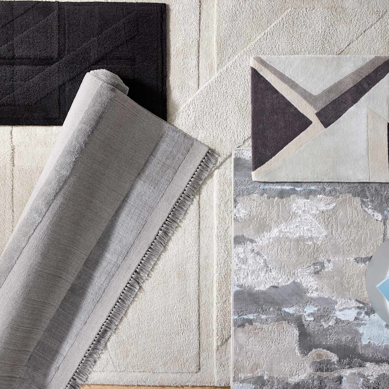 Laila Ali White Geometric HighLow Area Rug 8x10 At Home