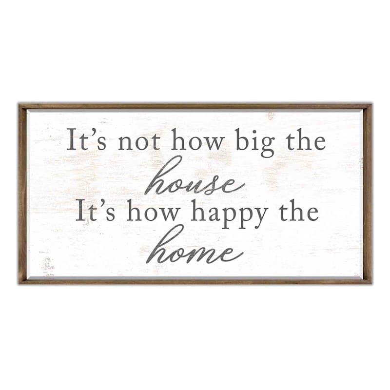 Framed Happy Home Sentiment Textured Wall Sign, 18x36