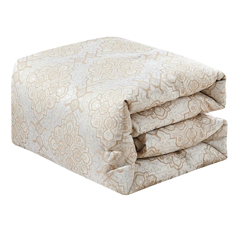 Honeybloom 6-Piece Neutral Jacquard Comforter Set, King