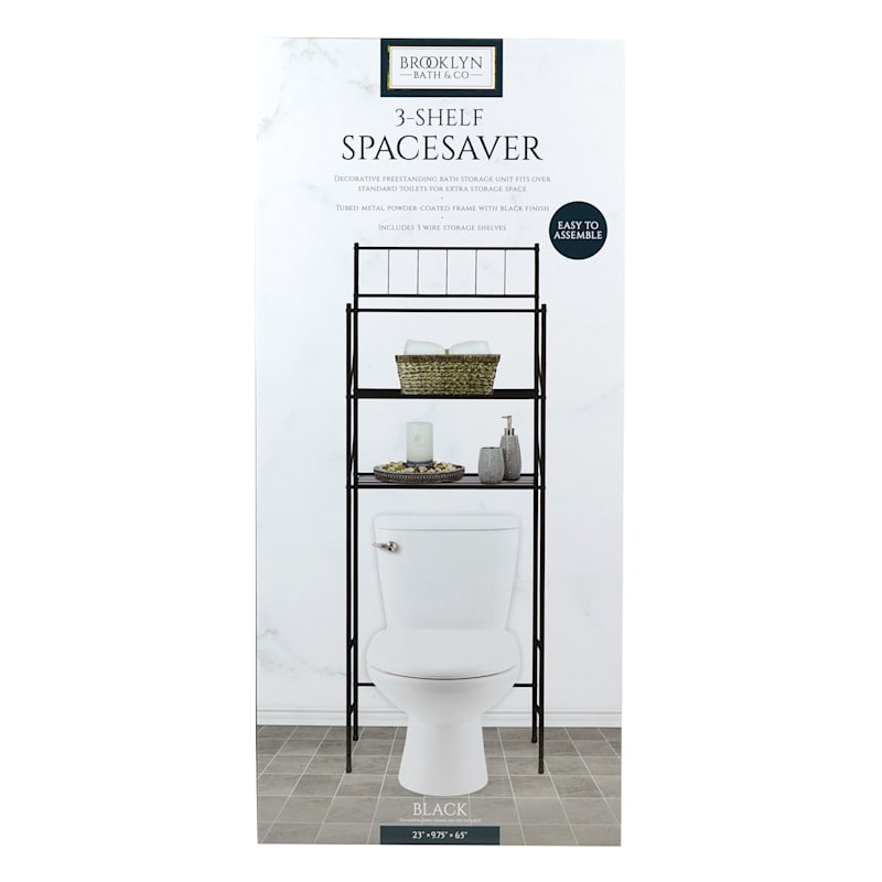 3 Shelf Metal Over The Toilet Space Saver And Organizer Black
