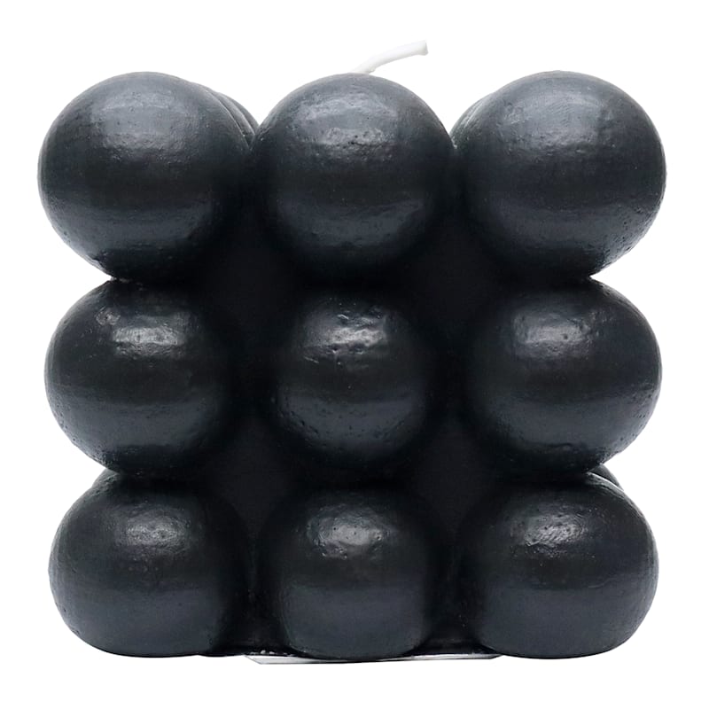 Crosby St. Black Unscented Bubble Candle, 3"