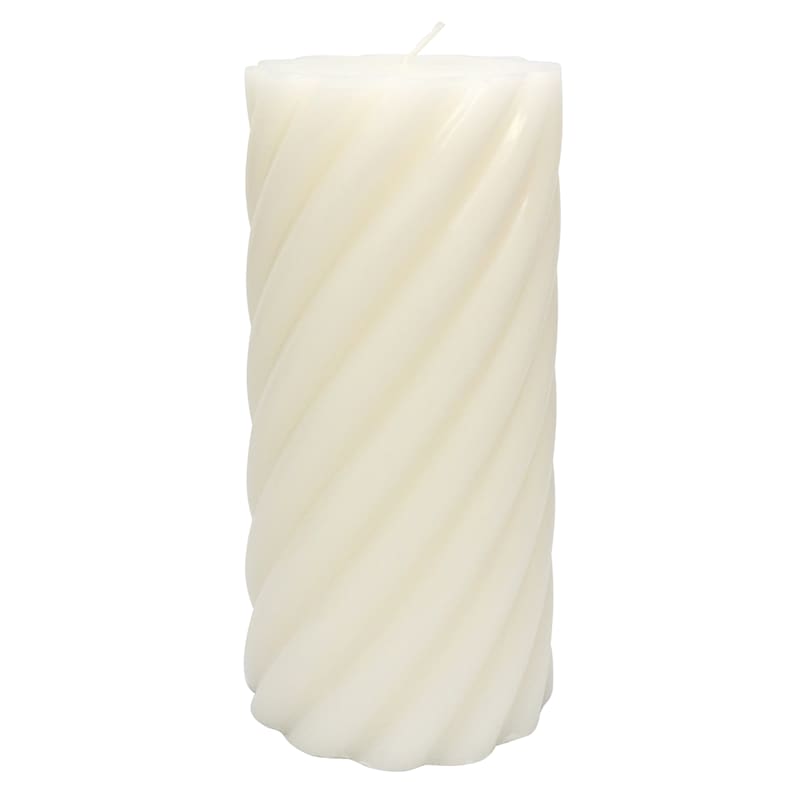 White Twisted Pillar Candle, 3x6