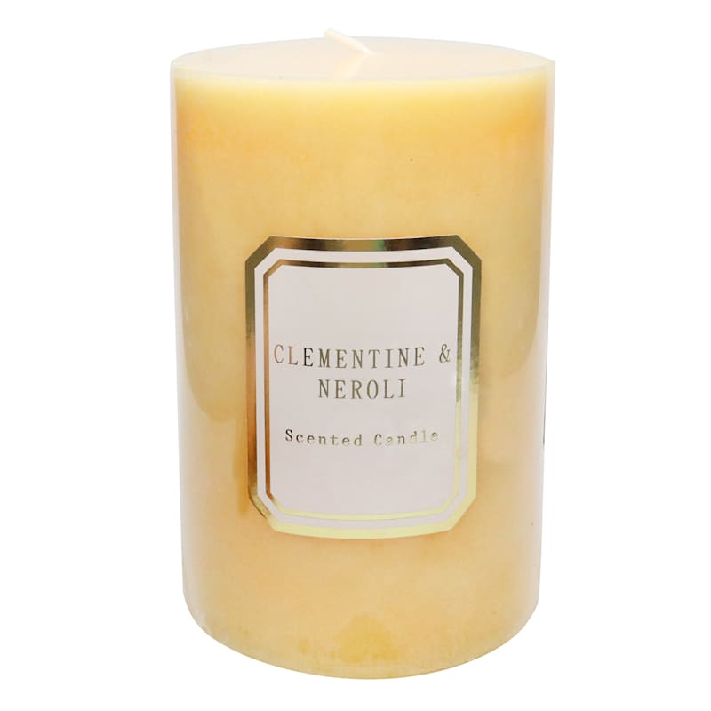 Providence Clementine & Neroli Scented Pillar Candle, 4x6