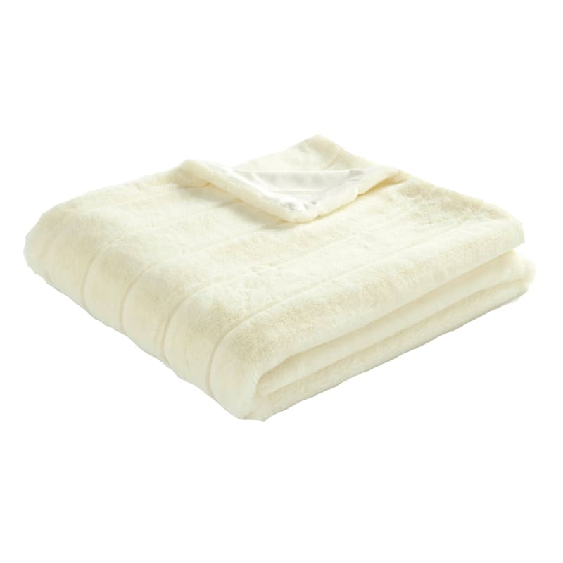 Crosby St. Kate White Faux Fur Throw Blanket 50x60
