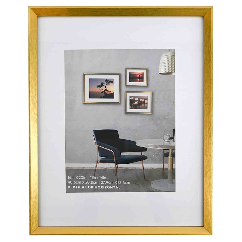 Better Homes & Gardens 16x20 Matted to 11x14 Metal Gallery Wall Picture Frame, Gold