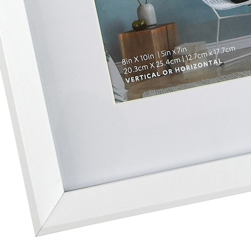 8x10 Matted to 5x7 Wall Frame, White