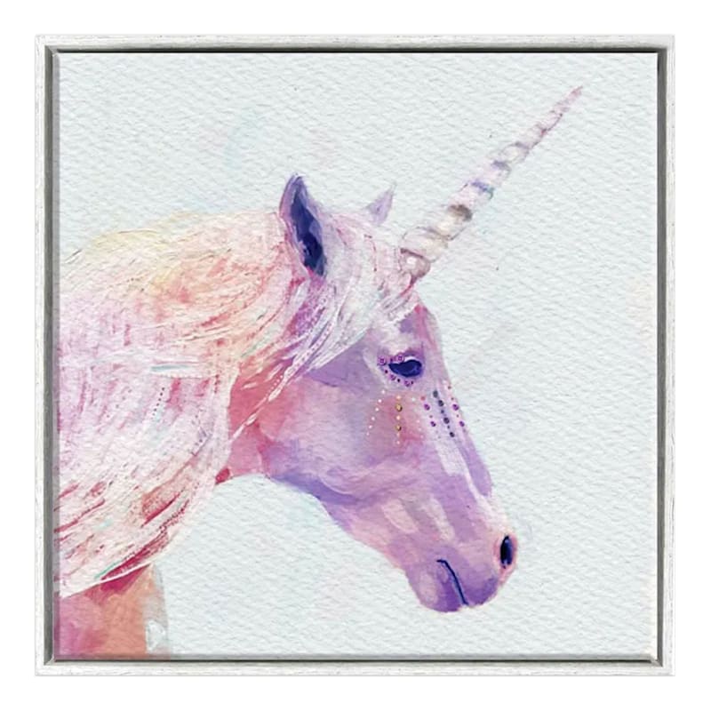 Framed Unicorn Textured Canvas Wall Art, 16"