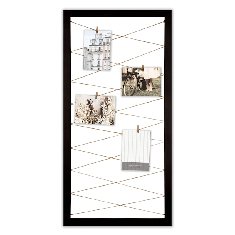 Black String Collage with Clothespin Photo Clips, 20x40