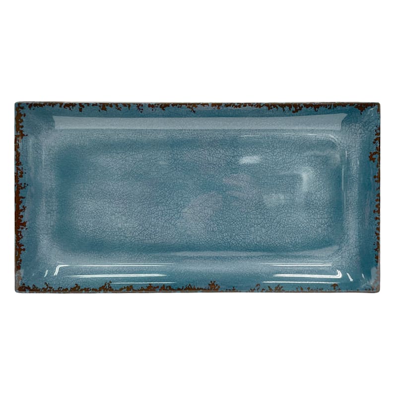 Honeybloom Blue Melamine Serving Tray, 16x8.5