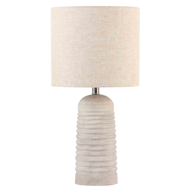 Found & Fable White Ribbed Ceramic Table Lamp with Shade, 23"
