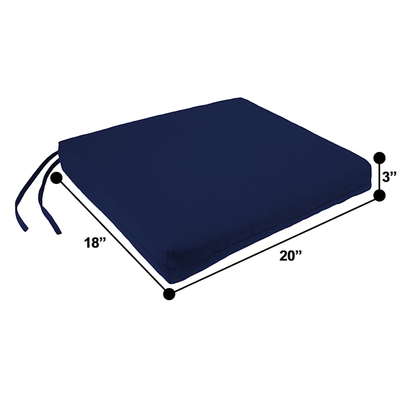 Navy Blue Canvas Outdoor Square Seat Cushion