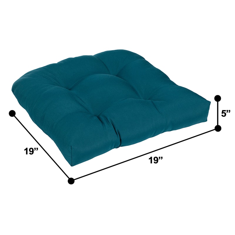 Teal Canvas Wicker Outdoor Seat Cushion