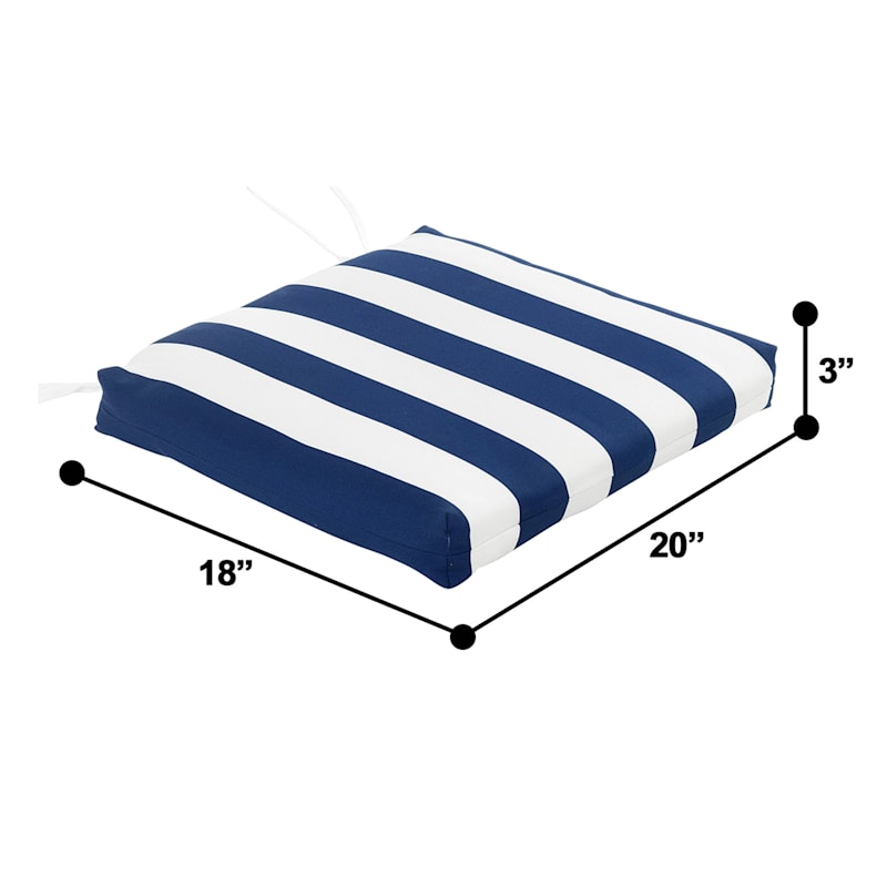 Providence Navy Blue Awning Striped Outdoor Square Seat Cushion