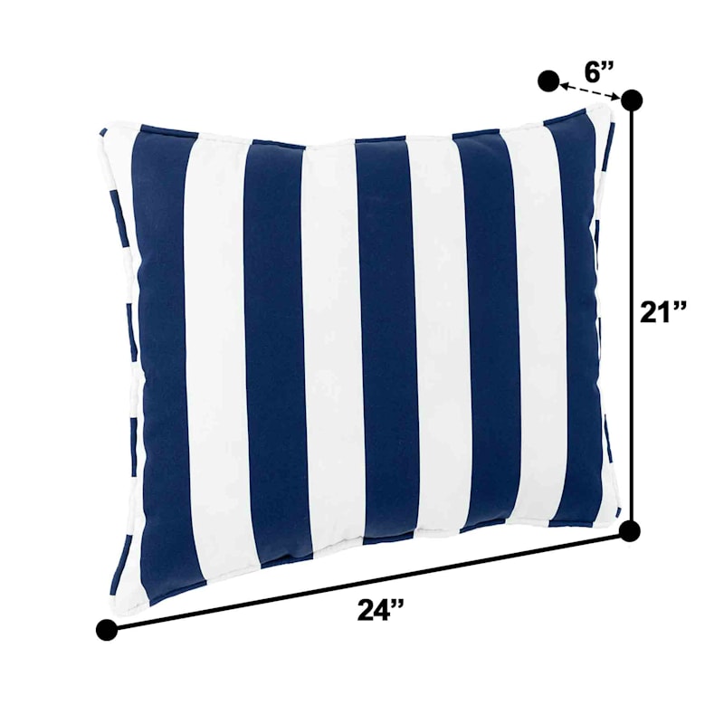 Providence Navy Blue Awning Striped Outdoor Back Cushion