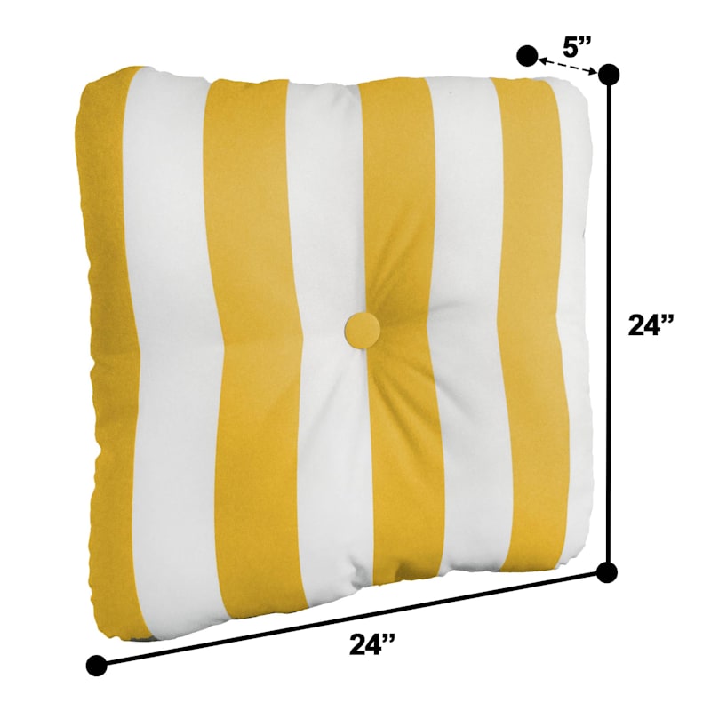 Providence Yellow Awning Striped Outdoor Tufted Back Cushion