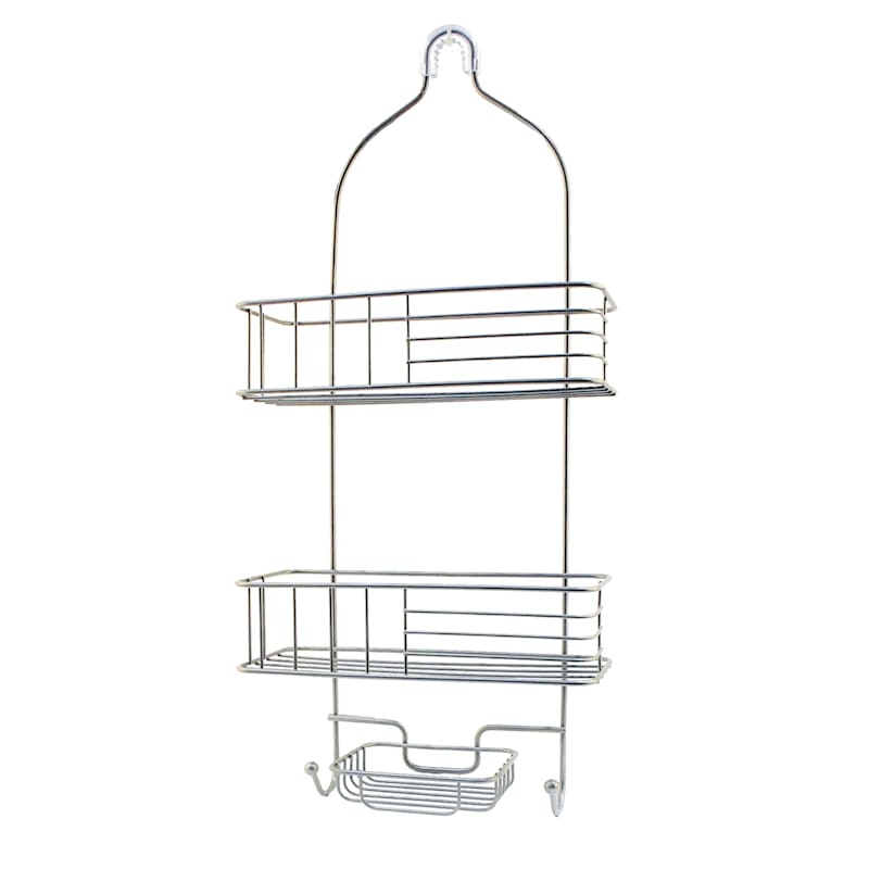 at Home Iron 3-Tray Satin Nickel Shower Caddy with Powder Coating
