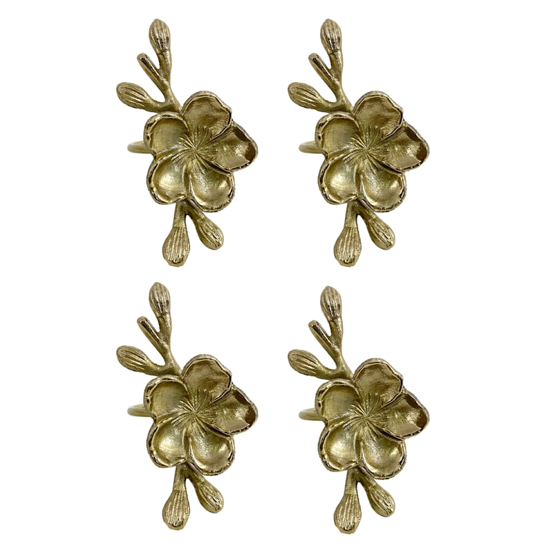 Willow Crossley Set of 4 Gold Floral Napkin Rings