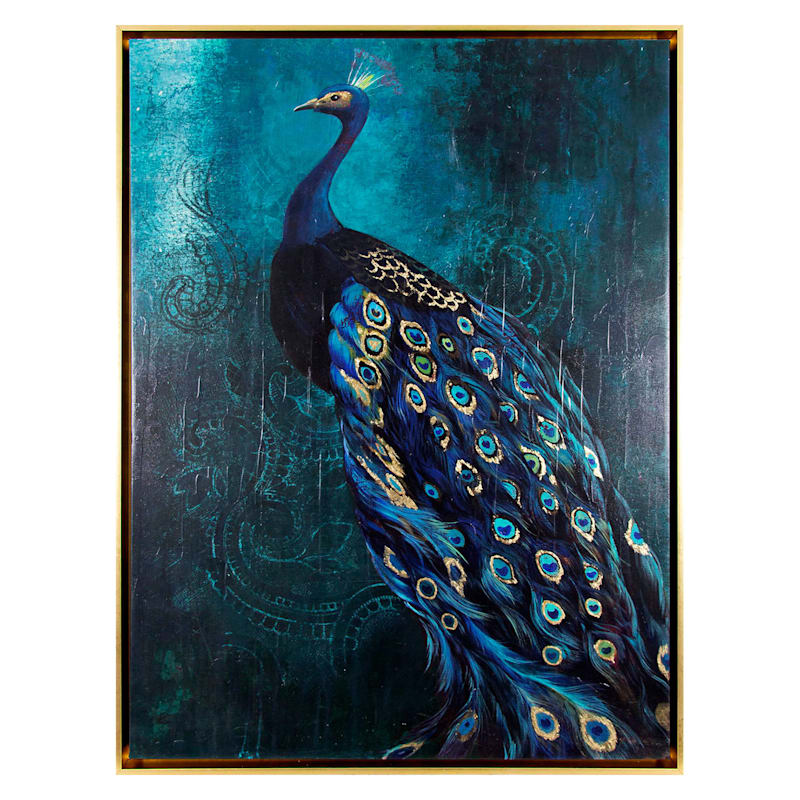 Framed Royal Peacock Canvas Wall Art, 25x33