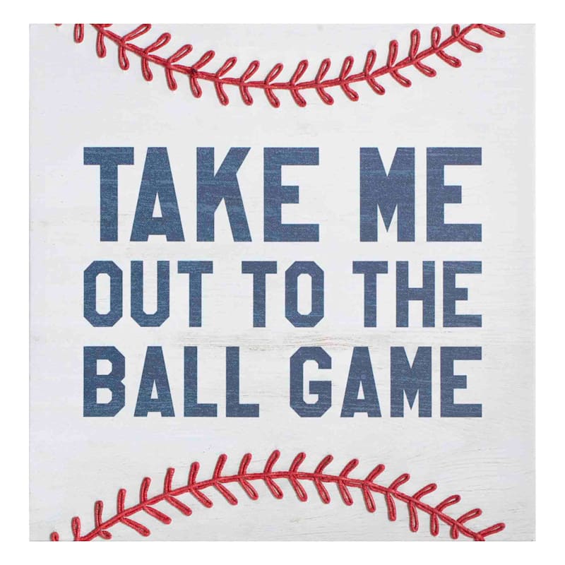 Take Me Out to Ball Game Baseball Canvas Wall Art, 14"