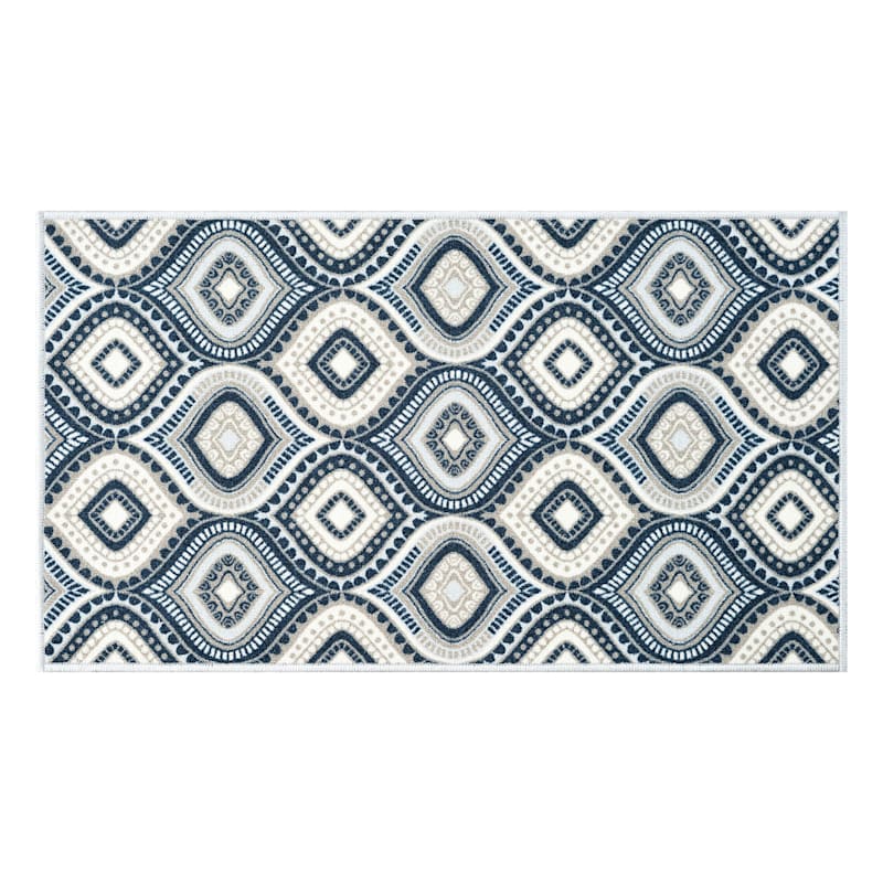 Empress Navy Ogee Washable Tufted Accent Rug, 27x45