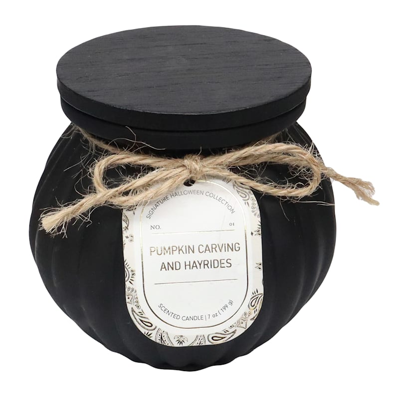 Pumpkin Carving & Hayrides Scented Frosted Glass Jar Candle, 7oz