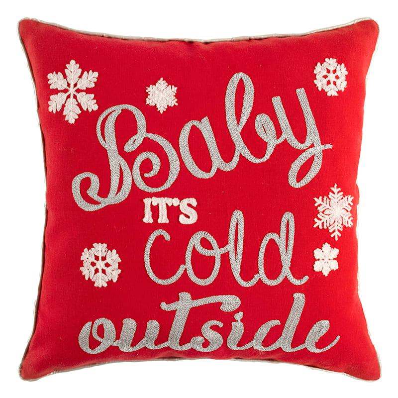 Baby It's Cold Outside Red Throw Pillow, 18"