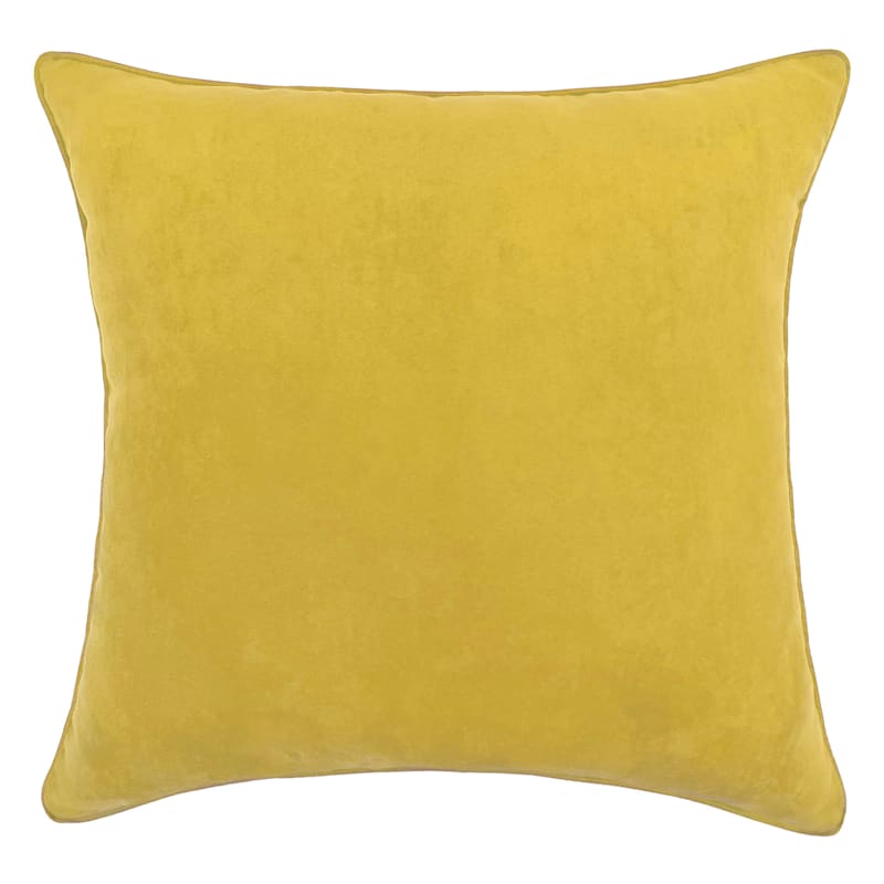 Yellow Faux Suede Throw Pillow, 18"
