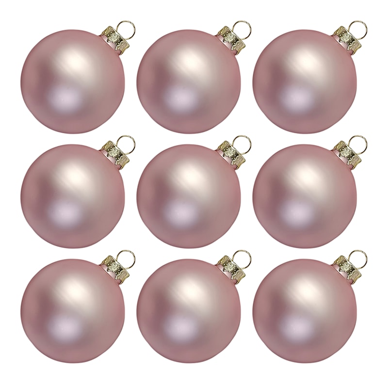 9-Count Matte Light Pink Glass Ornaments
