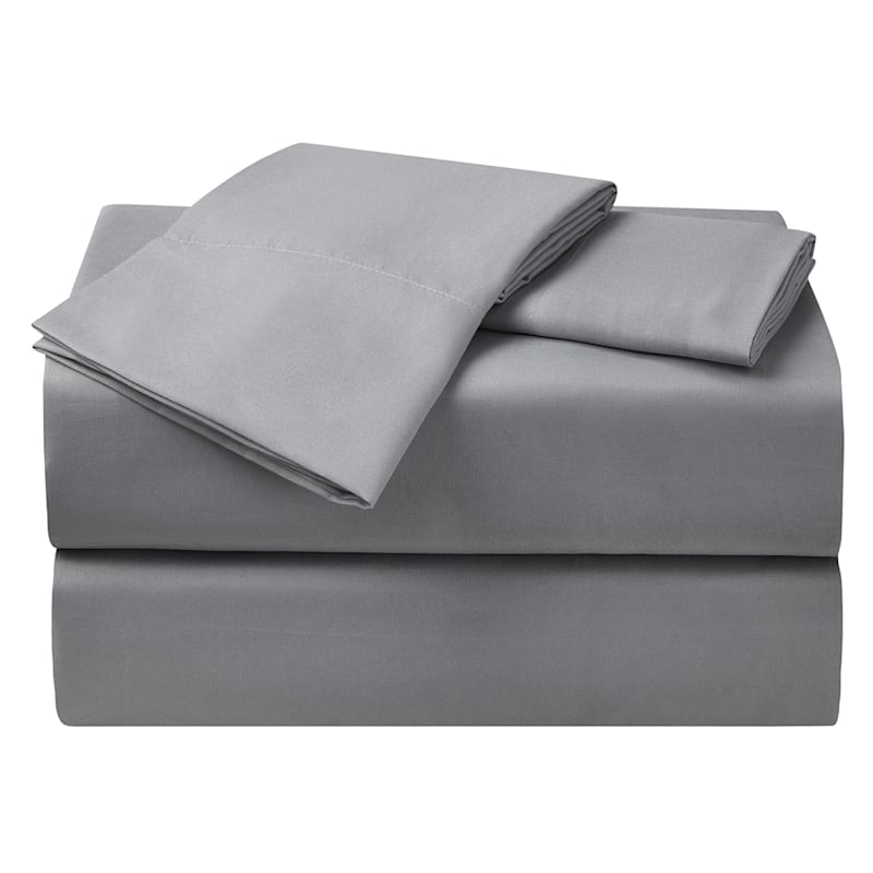4-Piece Charcoal Grey Microfiber Essential Sheet Set, Full