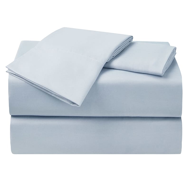 4-Piece Light Blue Microfiber Essential Sheet Set, Queen
