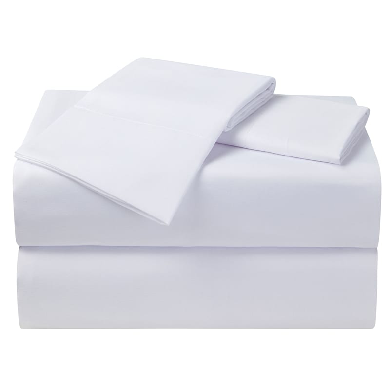 4Piece White Microfiber Essential Sheet Set, Queen