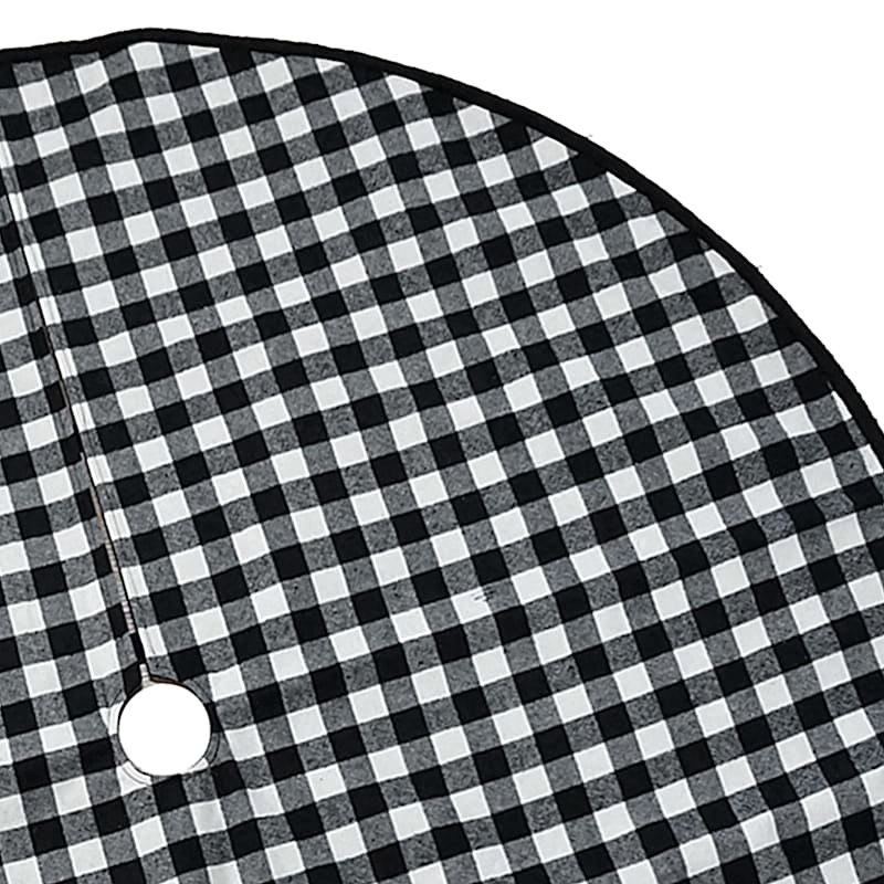 48In Plaid Fabric Black And White Tree Skirt