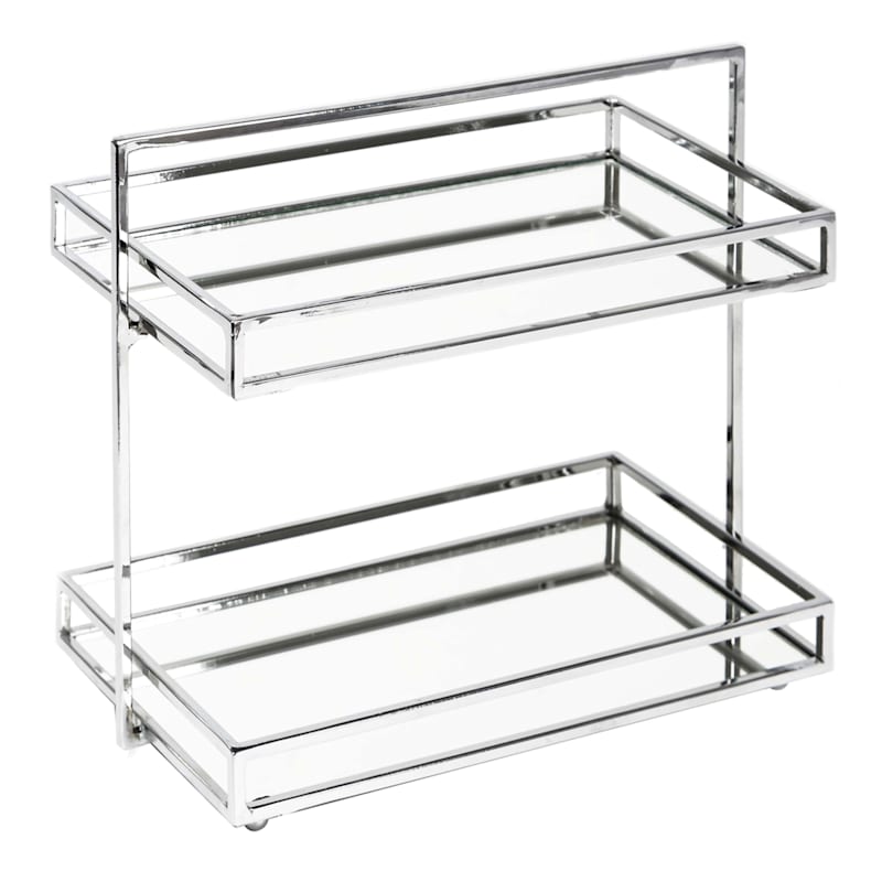 Johnathan 2Tier Mirrored Vanity Tray, Chrome