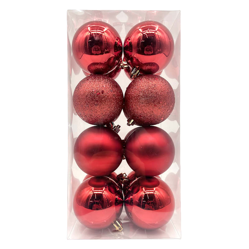 Holiday Time Red/Silver/White Christmas Shatterproof Ornaments, 26