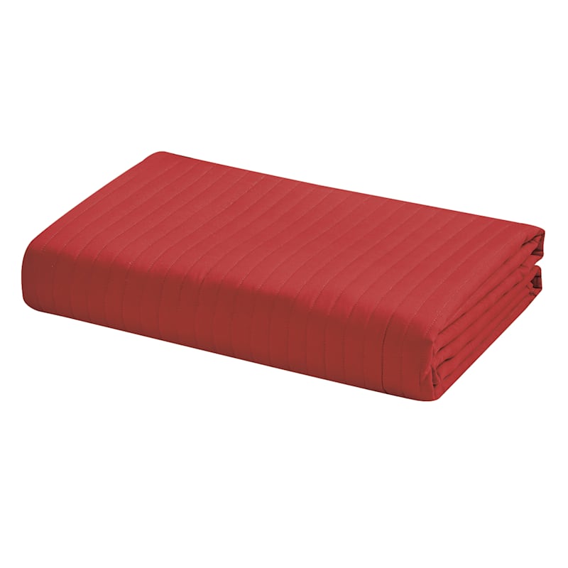 3Piece Red Striped Quilt Set, King