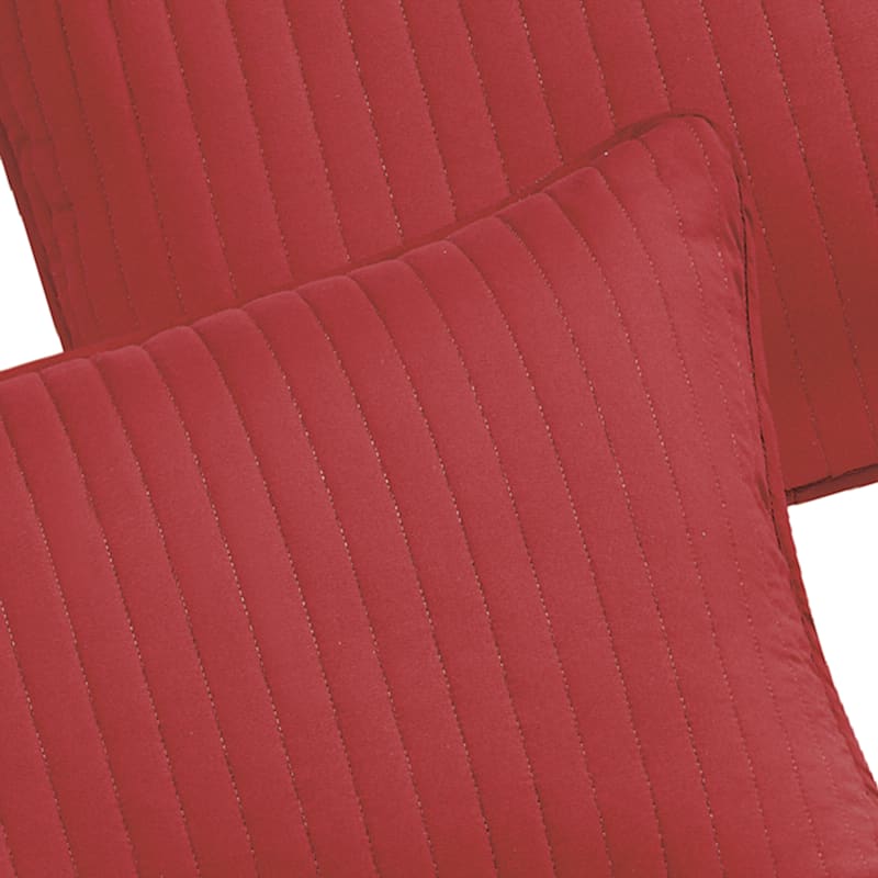 3Piece Red Striped Quilt Set, King