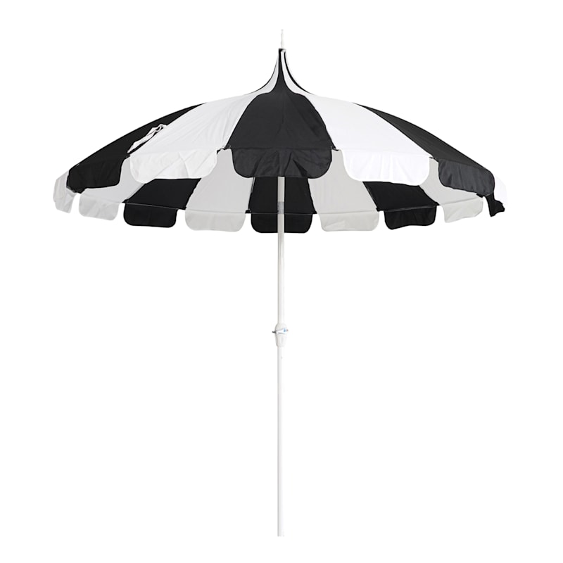 Providence Black & White Tip-Top Round Umbrella with Flaps, 9'