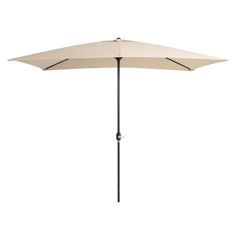 Pebble Beige Canvas Outdoor Crank Umbrella, 10'