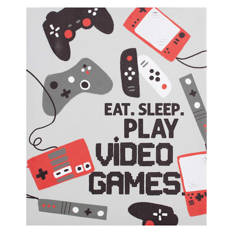 Eat, Sleep, Play Video Games Canvas Wall Art, 10x12